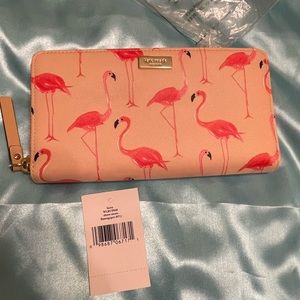 Pink Kate Spade Flamingo zip wallet